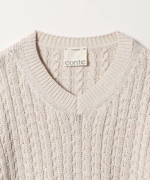conte（コンテ）の「＜conte＞コットンシルク ケーブルニット（ニット/セーター・レディース・ブラック/ライトグレー・FREE）」の8枚目の写真