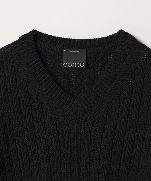 conte（コンテ）の「＜conte＞コットンシルク ケーブルニット（ニット/セーター・レディース・ブラック/ライトグレー・FREE）」の14枚目の写真