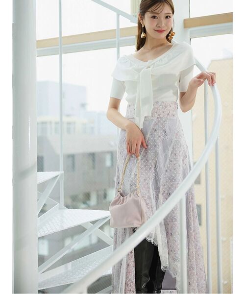 MERCURYDUO（マーキュリーデュオ）の「レイヤードライクツイストニット（ニット/セーター・レディース・オフホワイト/ライトブルー/ブラック・FREE）」の14枚目の写真