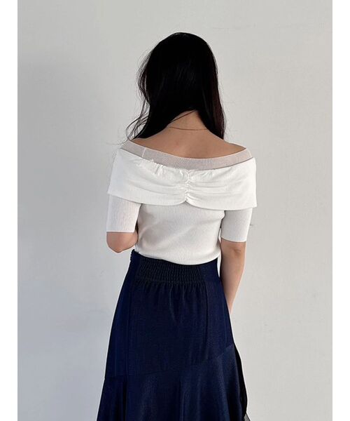 MERCURYDUO（マーキュリーデュオ）の「レイヤードライクツイストニット（ニット/セーター・レディース・オフホワイト/ライトブルー/ブラック・FREE）」の19枚目の写真