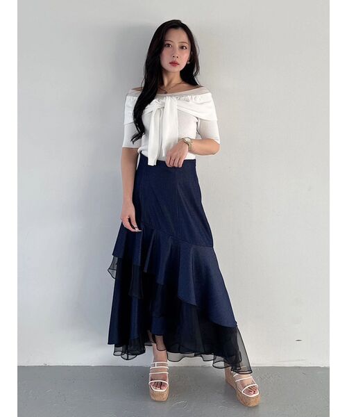 MERCURYDUO（マーキュリーデュオ）の「レイヤードライクツイストニット（ニット/セーター・レディース・オフホワイト/ライトブルー/ブラック・FREE）」の20枚目の写真