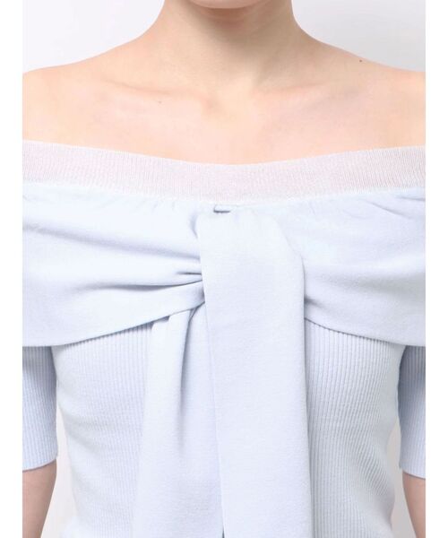 MERCURYDUO（マーキュリーデュオ）の「レイヤードライクツイストニット（ニット/セーター・レディース・オフホワイト/ライトブルー/ブラック・FREE）」の4枚目の写真