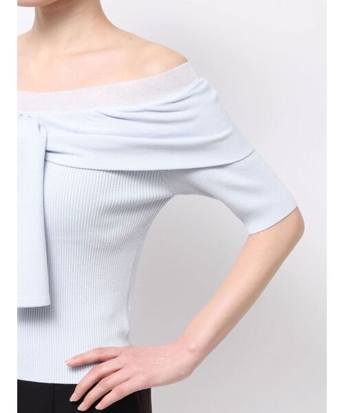 MERCURYDUO（マーキュリーデュオ）の「レイヤードライクツイストニット（ニット/セーター・レディース・オフホワイト/ライトブルー/ブラック・FREE）」の5枚目の写真