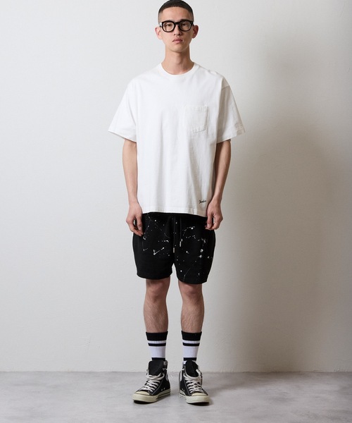 HAND PAINTED FIRM COTTON LIGHT SHORT PILE EASY SHORTS / ハンド