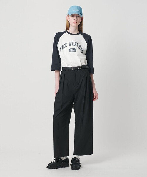 NICE WEATHER(ナイスウェザー)の「<NICE WEATHER>ロゴ ラグランTシャツ(Tシャツ/カットソー・メンズ・オリーブ/ネイビー・M/XS/S/L)」の6枚目の写真