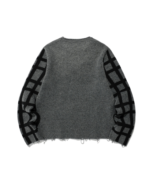 NICE GHOST CLUB(ナイスゴーストクラブ)の「SKULL CHECK L/S KNIT TEE_BLACK(NG2EFUK606A)(ニット/セーター・レディース・ブラック・M/L/S)」の2枚目の写真