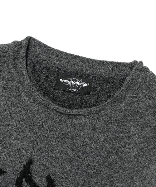 NICE GHOST CLUB(ナイスゴーストクラブ)の「SKULL CHECK L/S KNIT TEE_BLACK(NG2EFUK606A)(ニット/セーター・レディース・ブラック・M/L/S)」の3枚目の写真