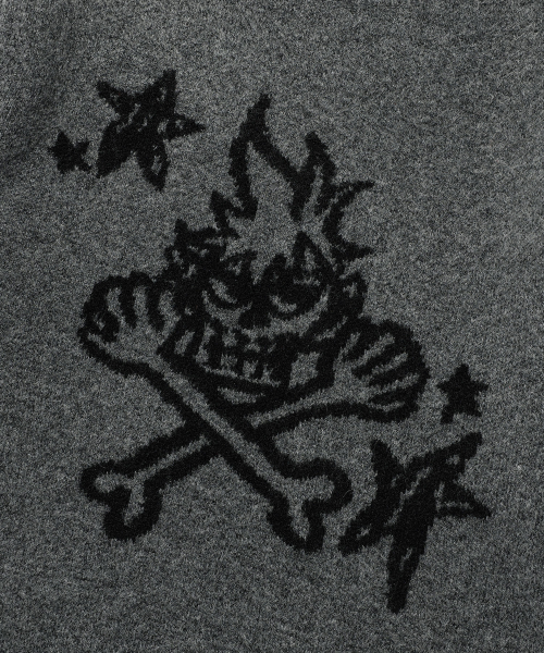 NICE GHOST CLUB(ナイスゴーストクラブ)の「SKULL CHECK L/S KNIT TEE_BLACK(NG2EFUK606A)(ニット/セーター・レディース・ブラック・M/L/S)」の4枚目の写真