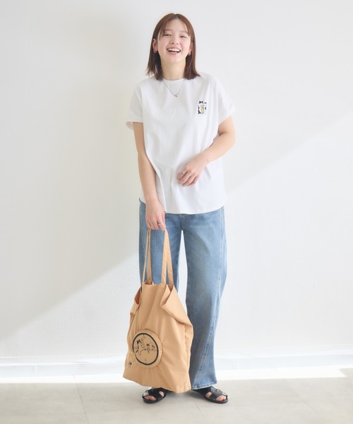 meeny miny(ミーニーマイニー)の「【meeny miny】CAT & BAKES 9456 『フランスパン』Tシャツ(Tシャツ/カットソー・レディース・ベージュ/ホワイト/チャコールグレー・M-L/S-M)」の5枚目の写真