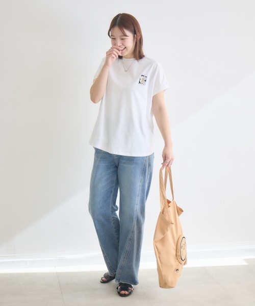 meeny miny(ミーニーマイニー)の「【meeny miny】CAT & BAKES 9456 『フランスパン』Tシャツ(Tシャツ/カットソー・レディース・ベージュ/ホワイト/チャコールグレー・M-L/S-M)」の6枚目の写真