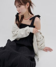 【umm.】肩リボンティアードワンピース