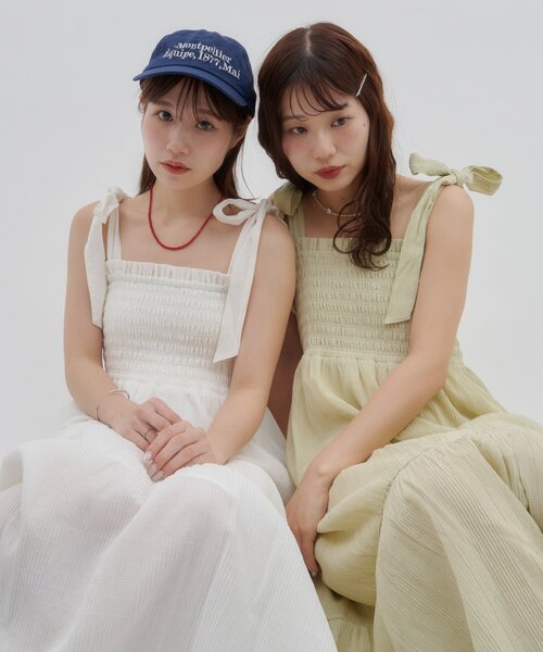 DISCOAT(ディスコート)の「【umm.】肩リボンティアードワンピース(ワンピース・レディース・グリーン系その他2/オフホワイト/ブラック・FREE)」の6枚目の写真