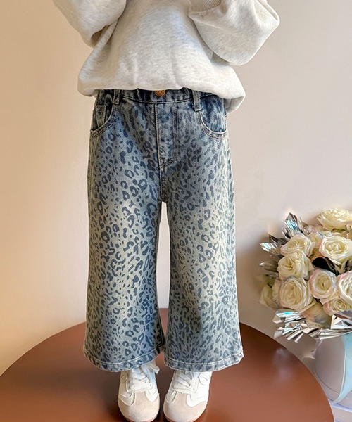 aimoha（アイモハ）の「【aimoha-KIDS-】キッズ　ヒョウ柄ワイドデニムパンツ（デニムパンツ・キッズ・レオパード・90/100/110/120/130/140）」の7枚目の写真