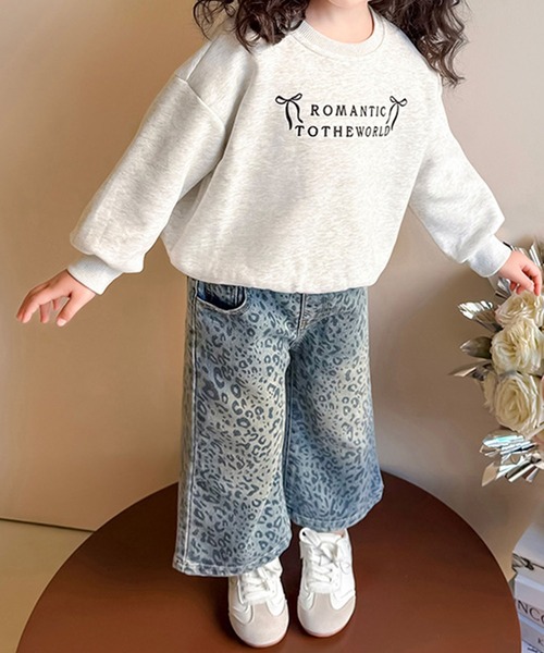 aimoha（アイモハ）の「【aimoha-KIDS-】キッズ　ヒョウ柄ワイドデニムパンツ（デニムパンツ・キッズ・レオパード・90/100/110/120/130/140）」の4枚目の写真