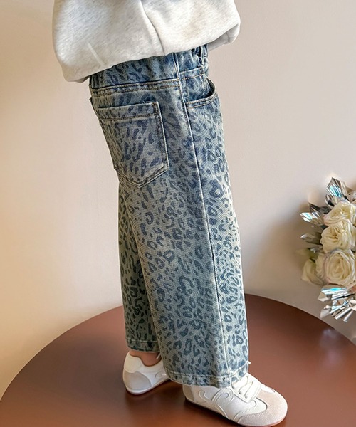 aimoha（アイモハ）の「【aimoha-KIDS-】キッズ　ヒョウ柄ワイドデニムパンツ（デニムパンツ・キッズ・レオパード・90/100/110/120/130/140）」の8枚目の写真