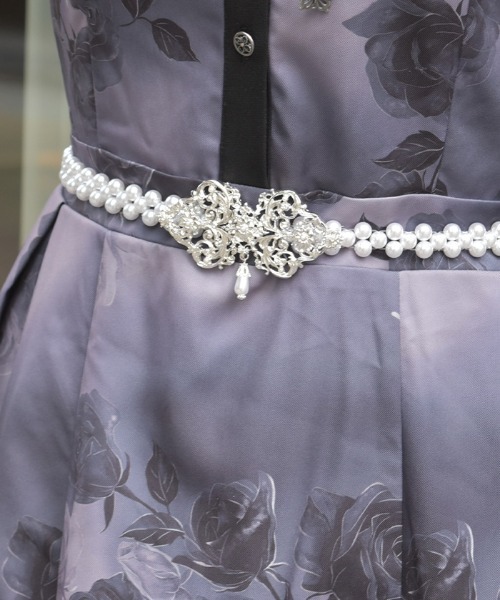 axes femme(アクシーズファム)の「オーナメントパールゴムベルト(ベルト・レディース・シルバー/ゴールド・FREE)」の2枚目の写真