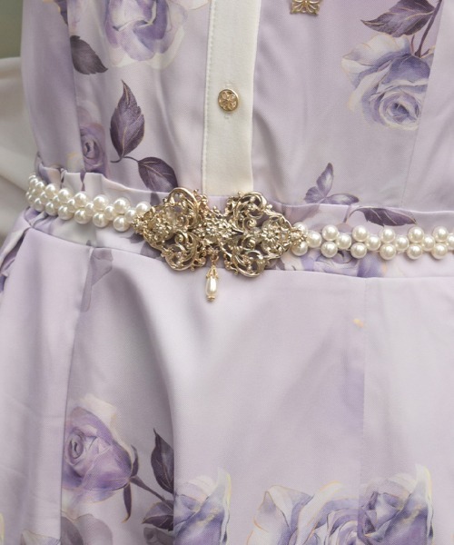 axes femme(アクシーズファム)の「オーナメントパールゴムベルト(ベルト・レディース・シルバー/ゴールド・FREE)」の1枚目の写真