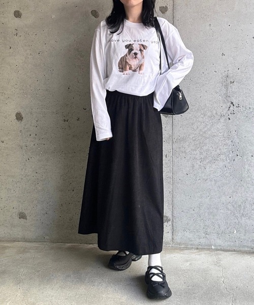 etta（エタ）の「ブルドッグプリントロンT／長袖Tシャツ（Tシャツ/カットソー・レディース・ホワイト・MEDIUM/LARGE/SMALL）」の9枚目の写真