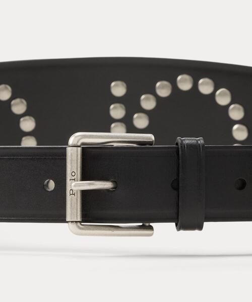 スタデッド ロゴ レザー モト ベルト（ベルト）｜POLO RALPH LAUREN