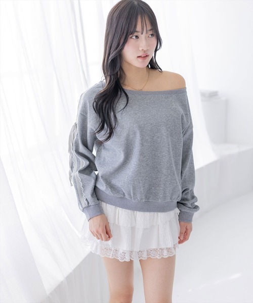 clear（クリア）の「3wayリボンレースラインオーバースウェット（スウェット・レディース・ネイビー/グレー・F）」の15枚目の写真