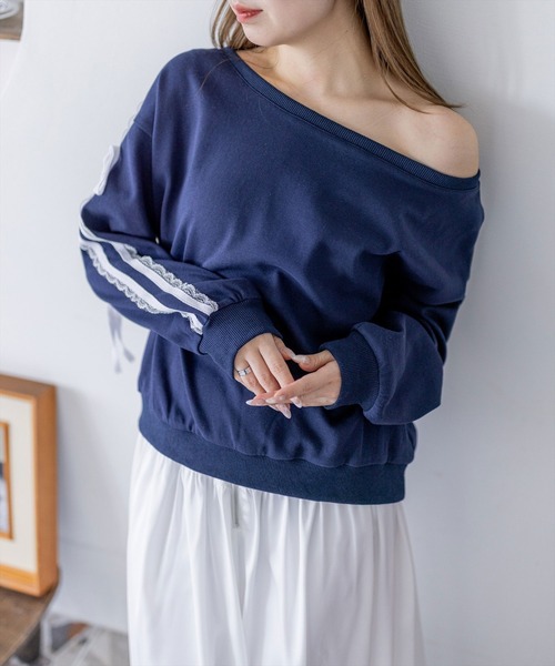 clear（クリア）の「3wayリボンレースラインオーバースウェット（スウェット・レディース・ネイビー/グレー・F）」の18枚目の写真