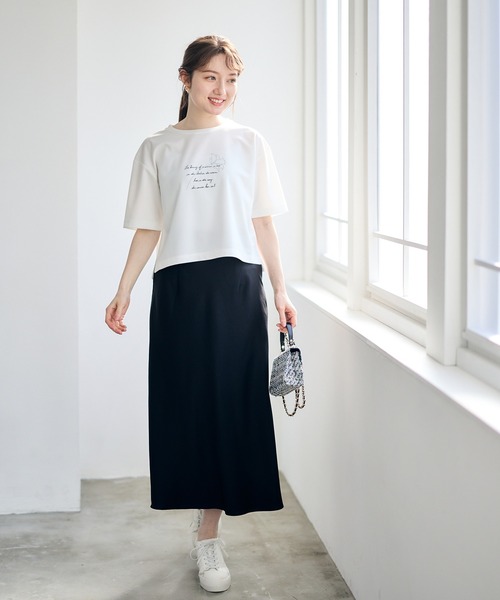 12Twelve Agenda（トゥエルブ　アジェンダ）の「ベルト付サテンナロースカート（スカート・レディース・ピンク/チャコールグレー/ブラック・M）」の4枚目の写真