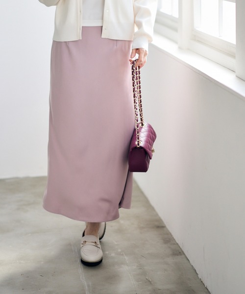 12Twelve Agenda（トゥエルブ　アジェンダ）の「ベルト付サテンナロースカート（スカート・レディース・ピンク/チャコールグレー/ブラック・M）」の22枚目の写真