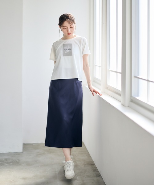 12Twelve Agenda（トゥエルブ　アジェンダ）の「ベルト付サテンナロースカート（スカート・レディース・ピンク/チャコールグレー/ブラック・M）」の9枚目の写真