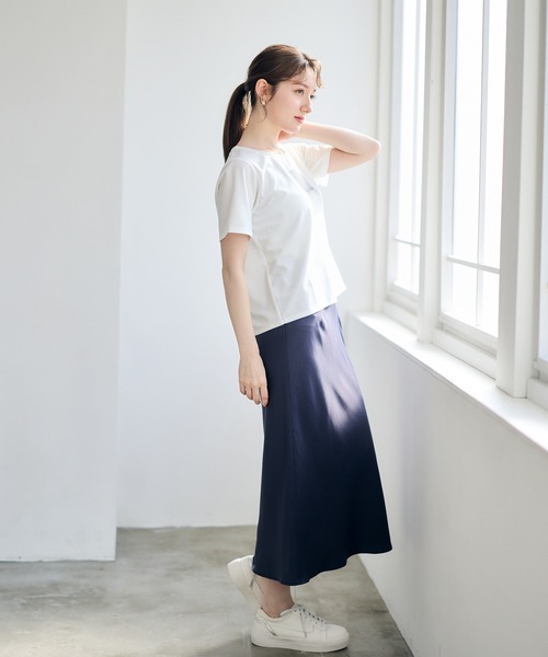 12Twelve Agenda（トゥエルブ　アジェンダ）の「ベルト付サテンナロースカート（スカート・レディース・ピンク/チャコールグレー/ブラック・M）」の14枚目の写真