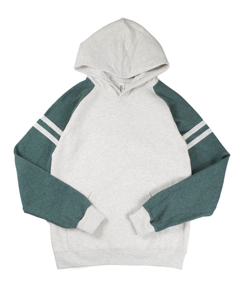 JERZEES（ジャージーズ）の「【T16】【JERZEES/ジャージーズ】12oz UNISEX VARCITY COLORBLOCK HOODED SWEAT SHIRT A-97CR（パーカー・メンズ・レッド/グリーン/インディゴブルー/モスグリーン・MEDIUM/LARGE/SMALL）」の2枚目の写真