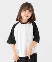 chil2 | 綿100％ 配色ラグラン半袖Tシャツ(Tシャツ/カットソー)