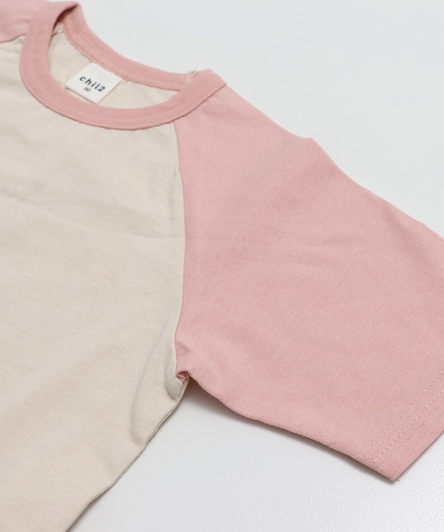 chil2（チルツー）の「綿100％ 配色ラグラン半袖Tシャツ（Tシャツ/カットソー・キッズ・ブラウン/ミント/スモークピンク/ブラック/チャコールグレー・150cm/140cm/130cm/120cm/110cm/100cm/90㎝/80ｃｍ）」の9枚目の写真