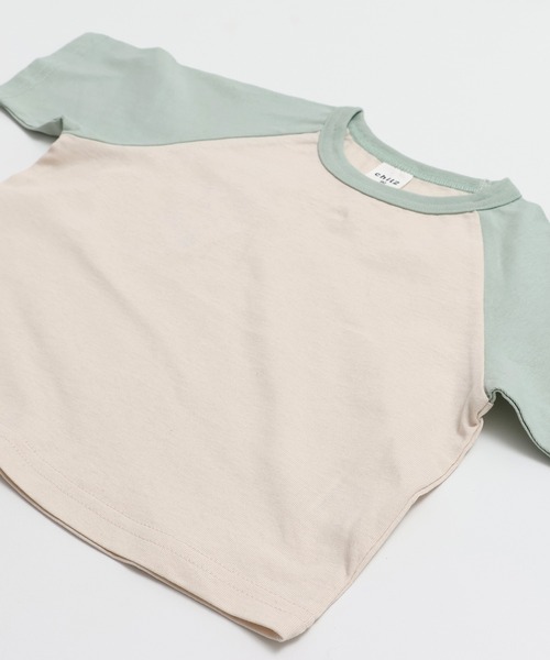 chil2（チルツー）の「綿100％ 配色ラグラン半袖Tシャツ（Tシャツ/カットソー・キッズ・ブラウン/ミント/スモークピンク/ブラック/チャコールグレー・150cm/140cm/130cm/120cm/110cm/100cm/90㎝/80ｃｍ）」の16枚目の写真