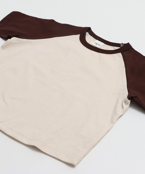 chil2（チルツー）の「綿100％ 配色ラグラン半袖Tシャツ（Tシャツ/カットソー・キッズ・ブラウン/ミント/スモークピンク/ブラック/チャコールグレー・150cm/140cm/130cm/120cm/110cm/100cm/90㎝/80ｃｍ）」の17枚目の写真