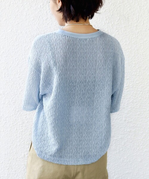 SHIPS(シップス)の「〈手洗い可能〉ランダムブルーゼ 5分袖 プルオーバー(Tシャツ/カットソー・レディース・ライトブルー/ブラック/ナチュラル・ONE SIZE)」の19枚目の写真