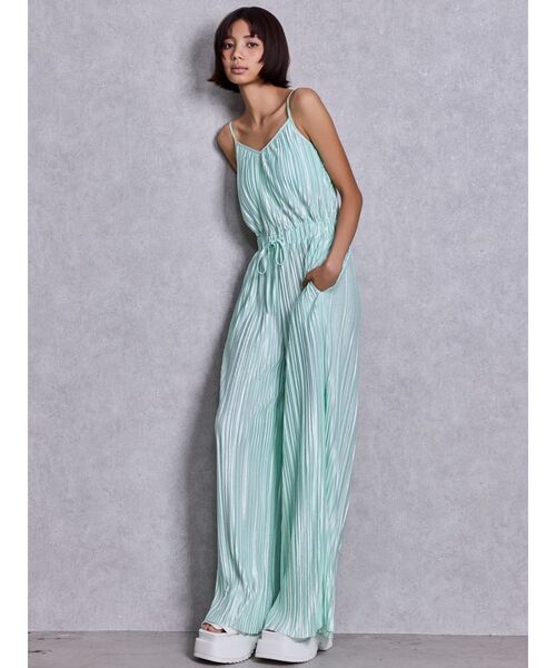 GYDA（ジェイダ）の「SPARKLEサテンプリーツロンパース（つなぎ/オールインワン・レディース・ブラック/ミント/その他1/グレー・SMALL/X-SMALL）」の6枚目の写真