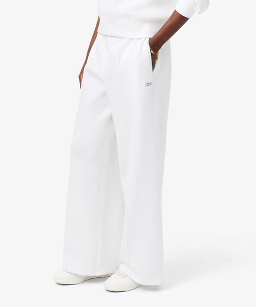 LACOSTE（ラコステ）の「ワイドレッグ スムーススウェットトラックパンツ / プリーツワイドパンツ（スウェットパンツ・レディース・ホワイト/ベージュ・40/38/34/36）」の2枚目の写真