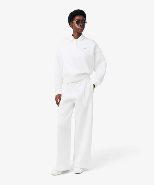 LACOSTE（ラコステ）の「ワイドレッグ スムーススウェットトラックパンツ / プリーツワイドパンツ（スウェットパンツ・レディース・ホワイト/ベージュ・40/38/34/36）」の11枚目の写真