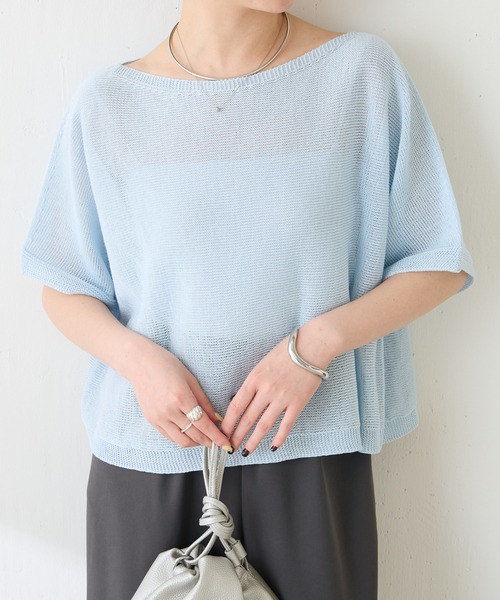 COLLAGE GALLARDAGALANTE（コラージュガリャルダガランテ）の「シャーリーカーンハーフスリーブニット（ニット/セーター・レディース・アイボリー/スカイブルー/ネイビー・FREE）」の2枚目の写真