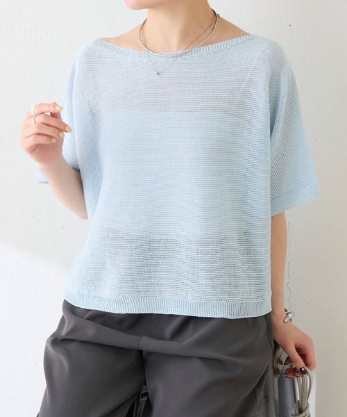 COLLAGE GALLARDAGALANTE（コラージュガリャルダガランテ）の「シャーリーカーンハーフスリーブニット（ニット/セーター・レディース・アイボリー/スカイブルー/ネイビー・FREE）」の6枚目の写真