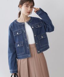 index（インデックス）の「ミニマルノーカラーデニムジャケット【洗濯機OK】（デニムジャケット）」