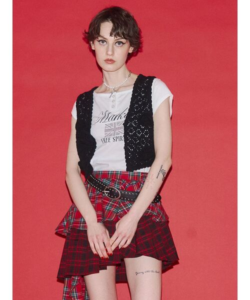 jouetie（ジュエティ）の「ローズモチーフニットジレ（その他トップス・レディース・ブラック/レッド・MEDIUM）」の9枚目の写真