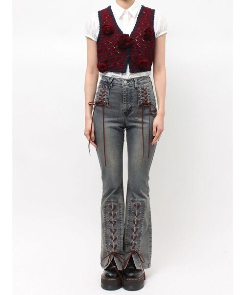 jouetie（ジュエティ）の「ローズモチーフニットジレ（その他トップス・レディース・ブラック/レッド・MEDIUM）」の21枚目の写真