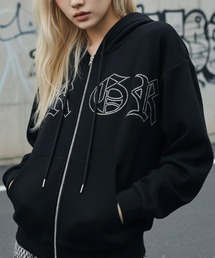 A'GEM/9 × .kom 『ARULE/アルール』Graffiti Rhinestone Zip Hoodie/短丈グラフティラインストーン ZIP パーカー