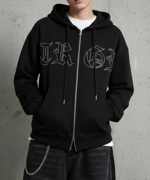 ARULE（アルール）の「A'GEM/9 × .kom 『ARULE/アルール』Graffiti Rhinestone Zip Hoodie/短丈グラフティラインストーン ZIP パーカー（パーカー・レディース・ブラック/ホワイト・FREE）」の5枚目の写真