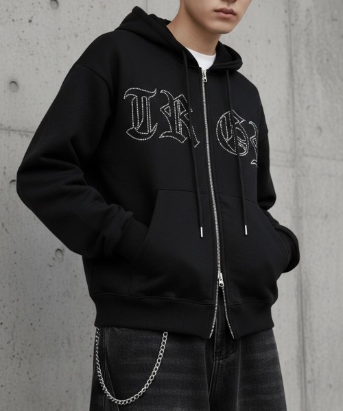 ARULE（アルール）の「A'GEM/9 × .kom 『ARULE/アルール』Graffiti Rhinestone Zip Hoodie/短丈グラフティラインストーン ZIP パーカー（パーカー・レディース・ブラック/ホワイト・FREE）」の13枚目の写真