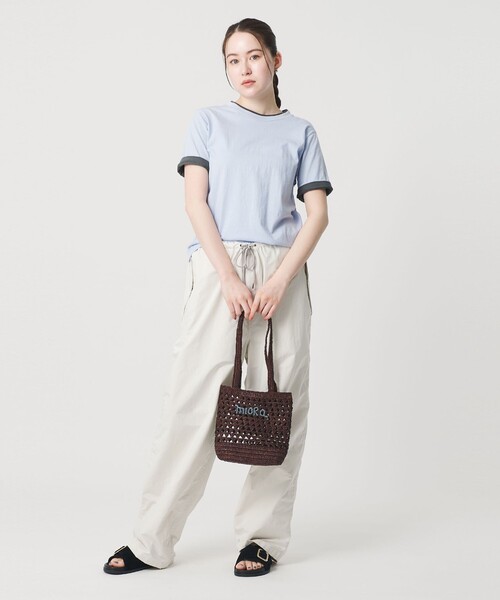 BEAUTY&YOUTH UNITED ARROWS(ビューティーアンドユースユナイテッドアローズ)の「【別注】<MIORA>ラフィア ロゴ トートバッグ(かごバッグ・レディース・ピンク/ダークブラウン/ナチュラル・FREE)」の8枚目の写真