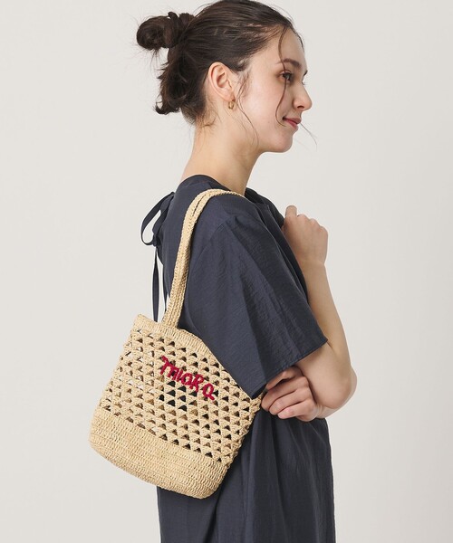 BEAUTY&YOUTH UNITED ARROWS(ビューティーアンドユースユナイテッドアローズ)の「【別注】<MIORA>ラフィア ロゴ トートバッグ(かごバッグ・レディース・ピンク/ダークブラウン/ナチュラル・FREE)」の9枚目の写真