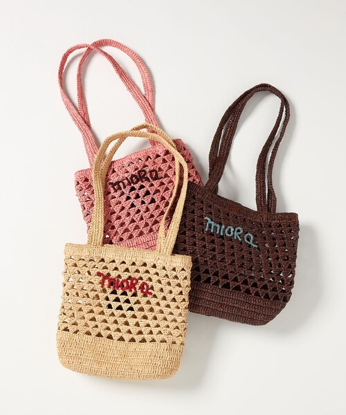 BEAUTY&YOUTH UNITED ARROWS(ビューティーアンドユースユナイテッドアローズ)の「【別注】<MIORA>ラフィア ロゴ トートバッグ(かごバッグ・レディース・ピンク/ダークブラウン/ナチュラル・FREE)」の14枚目の写真