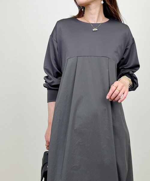 PICCIN（ピッチン）の「切り替えコクーンワンピース（ワンピース・レディース・チャコールグレー/ブラック・M）」の18枚目の写真